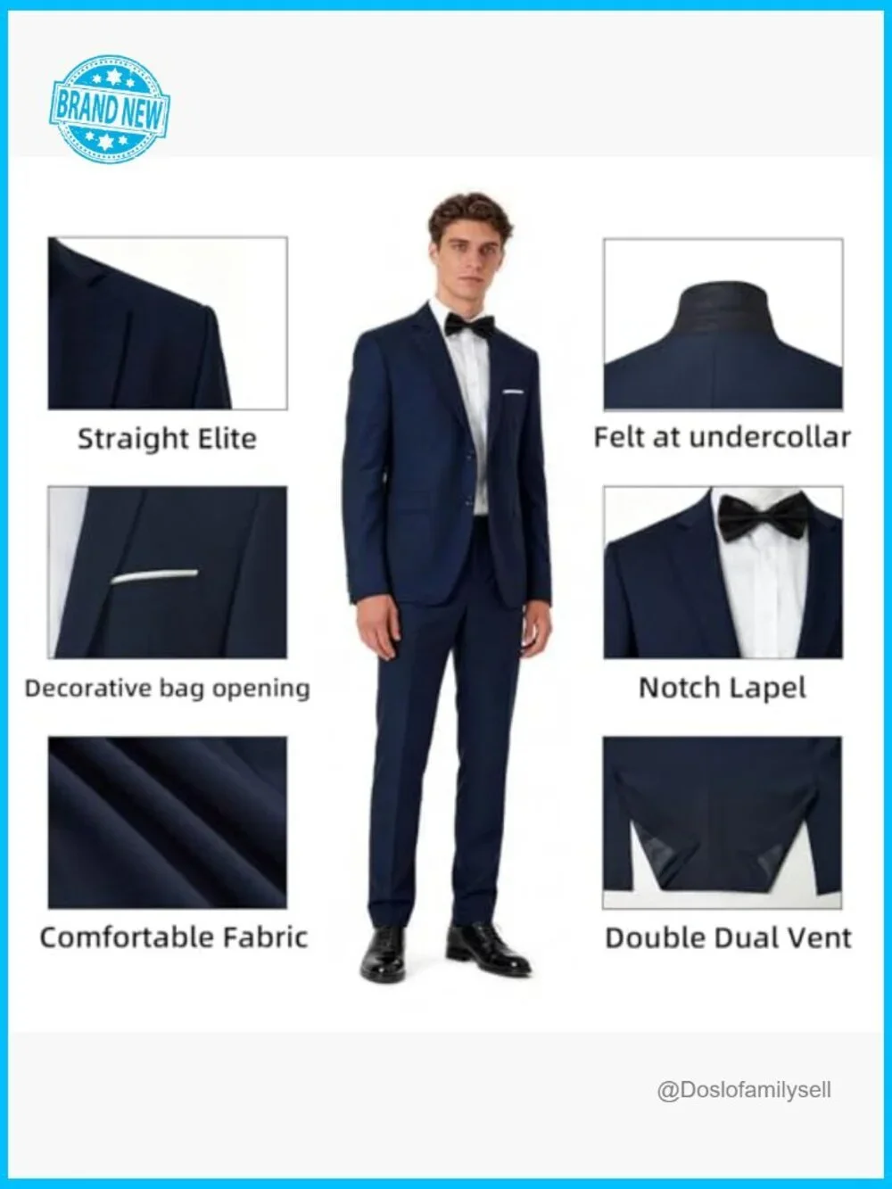 Slim Fit Suit Set Elegant Formal Blazer Pants Classic Menswear Tuxedo